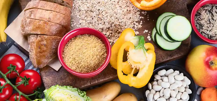 Nutritious whole foods supporting cerebral palsy diet including fruits vegetables protein and healthy fats