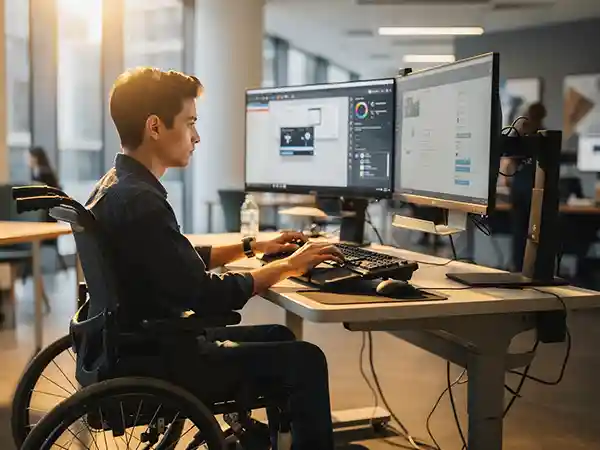 Young adult with severe cerebral palsy actively engaged with family member, demonstrating that comprehensive care supports meaningful life with significant disability