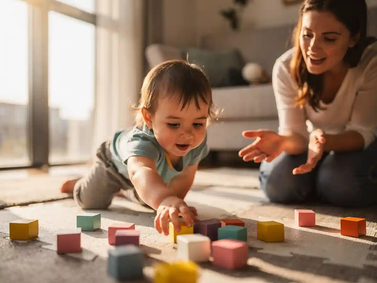 Young child performing balance and coordination exercises with a physical therapist during a cerebral palsy therapy session